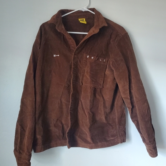 Worble Zumiez Brown Corduroy Long Sleeve Button Down Shirt Jacket - Picture 1 of 3